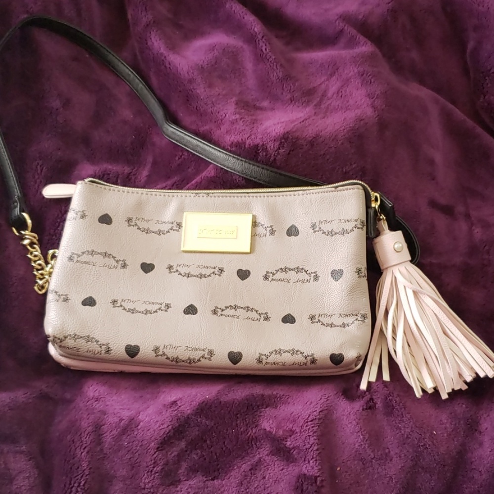 Betsey Johnson Purse handbag shoulder strap Pink b